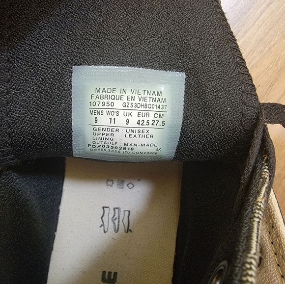 Converse unisex, high top, double tongue, size Mens US 9, Women's 11 - Picture 8 of 16